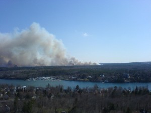 Looking at the fire from the Observatory